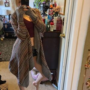 Boho striped asymmetrical sweater